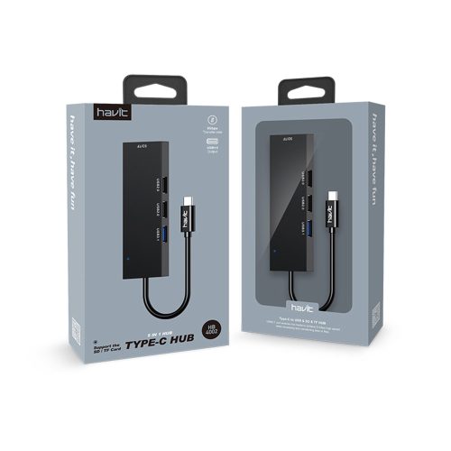 Havit - Docking Station (HB41) - USB 3.0, 3x USB 2.0, 11.8cm Cable Length, Aluminium Alloy - Silver