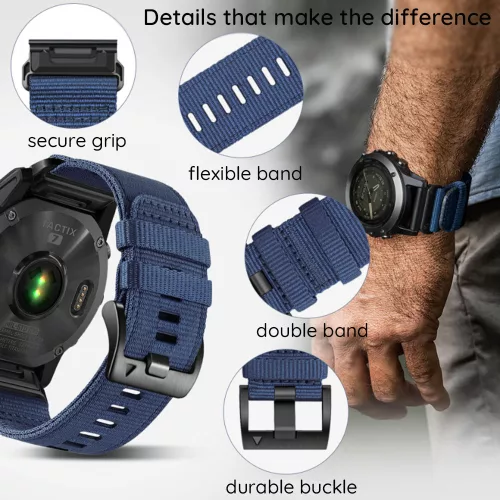 Techsuit - Watchband QuickFit 22mm (W070) - Garmin Fenix 5/5 Plus 6/6 Pro/7/Forerunner 945/970/Approach S60 - Orange Blossom