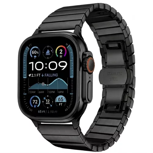Techsuit - Watchband (W012) - Apple Watch 1/2/3/4/5/6/7/8/9/10/11/SE/SE 2/SE 3/Ultra/2/3 (42/44/45/46/49mm) - Black