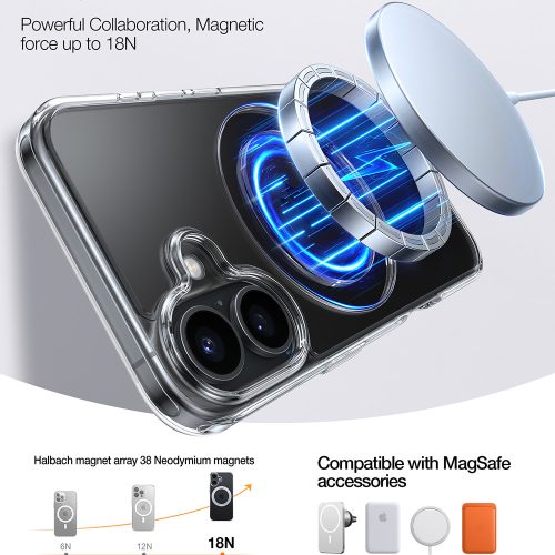 Torras - Ostand Pro MagSafe Series tok - iPhone 16 - Átlátszó