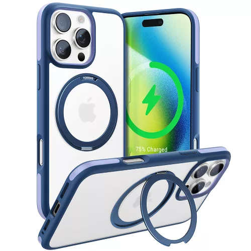 Torras - Ostand R Fusion MagSafe Series - iPhone 16 Pro - Navy Blue