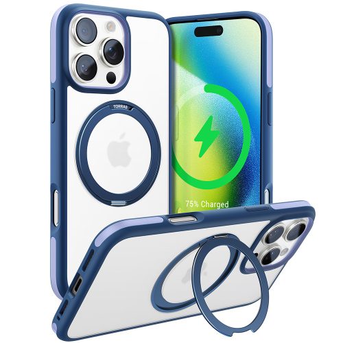 Torras - Ostand R Fusion MagSafe Series tok - iPhone 16 Pro Max - Sötétkék