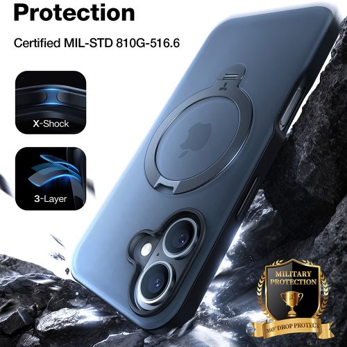 Torras - Ostand Spin MagSafe Series tok - iPhone 16 - Fekete