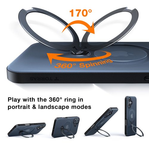 Torras - Ostand Spin MagSafe Series tok - iPhone 16 - Fekete