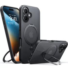   Torras - Ostand Spin MagSafe Series tok - iPhone 16 Plus - Fekete