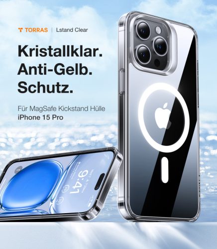 Torras - Lstand MagSafe tok - iPhone 15 Pro - Clear