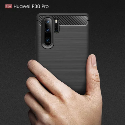 Techsuit - Carbon szilikon tok - Huawei P30 Pro / P30 Pro New Edition - Fekete