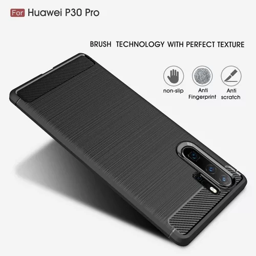 Techsuit - Carbon szilikon tok - Huawei P30 Pro / P30 Pro New Edition - Fekete
