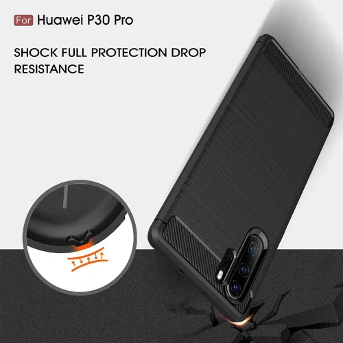 Techsuit - Carbon szilikon tok - Huawei P30 Pro / P30 Pro New Edition - Fekete
