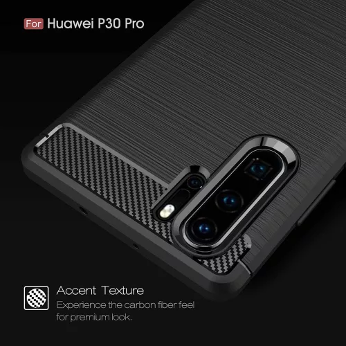 Techsuit - Carbon szilikon tok - Huawei P30 Pro / P30 Pro New Edition - Fekete