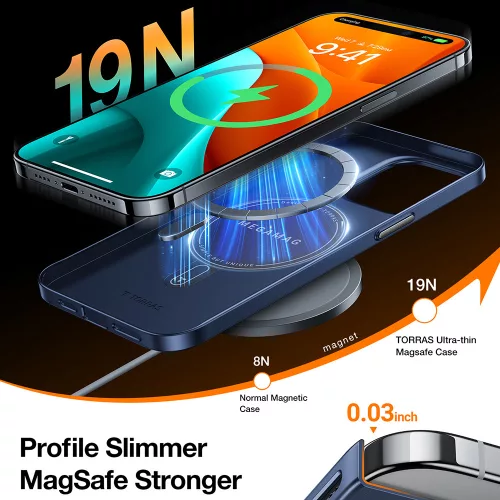 Torras - OriginFit-Mag Series - iPhone 15 Pro - Navy Blue