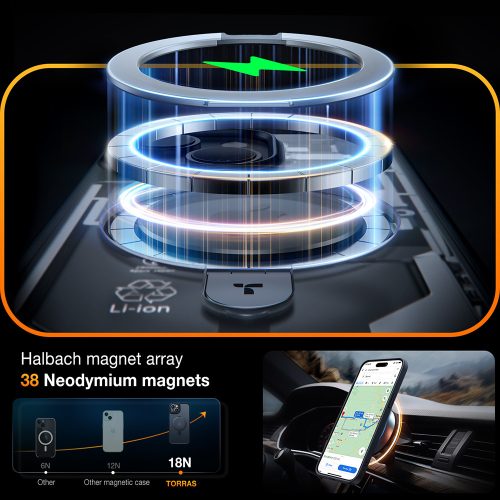 Torras - Ostand MagSafe Series tok - iPhone 15 - Fekete