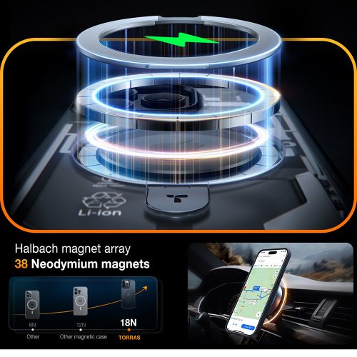 Torras - Ostand MagSafe Series tok - iPhone 15 Pro Max - Fekete