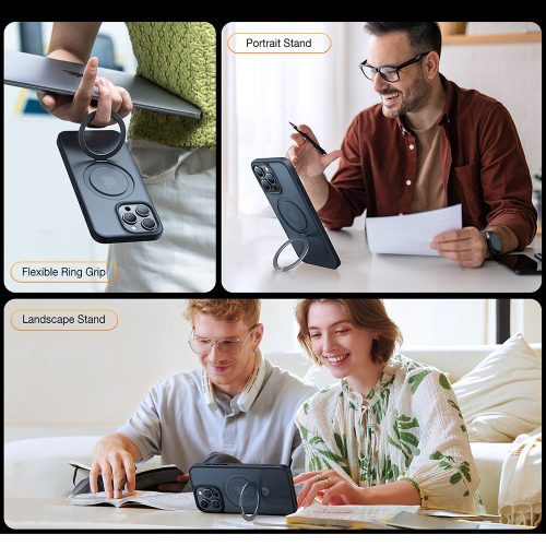 Torras - Ostand MagSafe Series tok - iPhone 15 Pro Max - Fekete