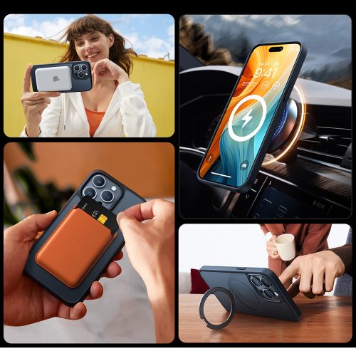 Torras - Ostand MagSafe Series tok - iPhone 15 Pro Max - Fekete