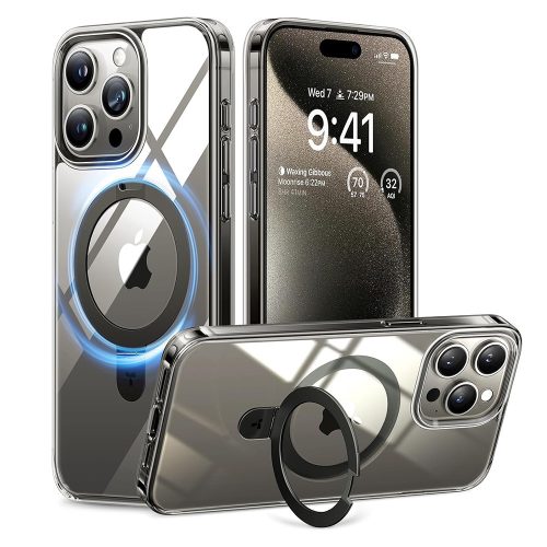 Torras - Ostand MagSafe Series tok - iPhone 15 Pro - Átlátszó