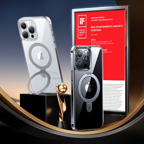 Torras - Ostand MagSafe Series tok - iPhone 15 Pro - Átlátszó