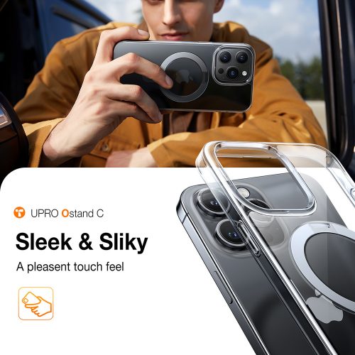 Torras - Ostand MagSafe Series tok - iPhone 15 Pro - Átlátszó