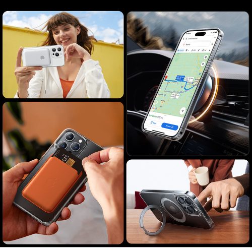 Torras - Ostand MagSafe Series tok - iPhone 15 Pro - Átlátszó