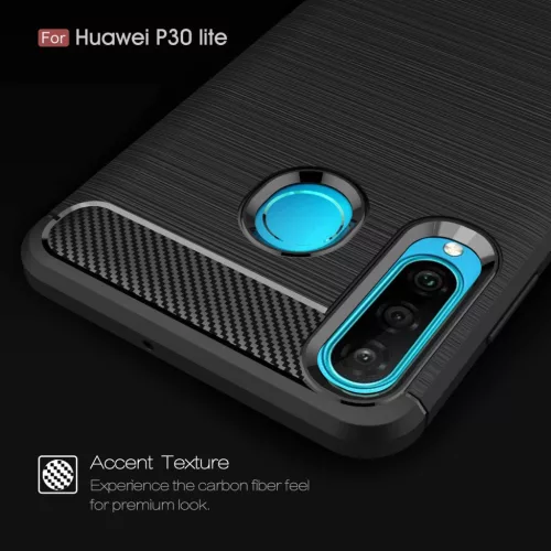 Techsuit - Carbon szilikon tok - Huawei P30 lite / P30 lite New Edition - Fekete