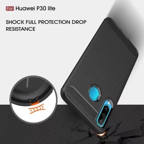 Techsuit - Carbon szilikon tok - Huawei P30 lite / P30 lite New Edition - Fekete