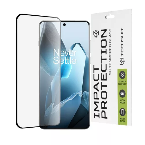 Techsuit - 111D Full Cover / Full Glue üvegfólia / 3D kerekített szélű kijelzőhöz - OnePlus 13 - Fekete széllel