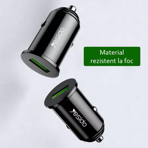Yesido - Car Charger (Y38) - USB, QC3.0, FCP, AFC, 18W, 3A - Black