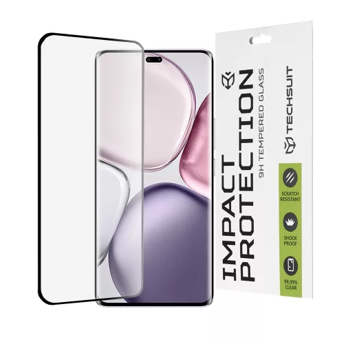 Techsuit - 111D Full Cover / Full Glue üvegfólia / 3D kerekített szélű kijelzőhöz - Honor Magic7 Lite / X9c - Fekete széllel