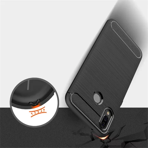 Techsuit - Carbon szilikon tok - Huawei P20 lite - Fekete