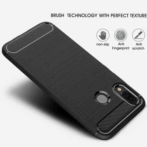 Techsuit - Carbon szilikon tok - Huawei P20 lite - Fekete