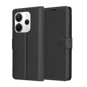   Techsuit - Leather Folio kinyitható tok - Xiaomi Redmi Note 14 4G (Regional) - Fekete