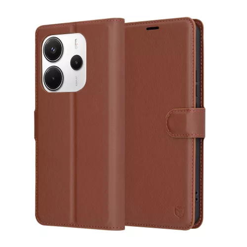 Techsuit - Leather Folio kinyitható tok - Xiaomi Redmi Note 14 4G (Regional) - Barna
