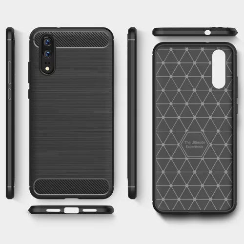 Techsuit - Carbon szilikon tok - Huawei P20 - Fekete