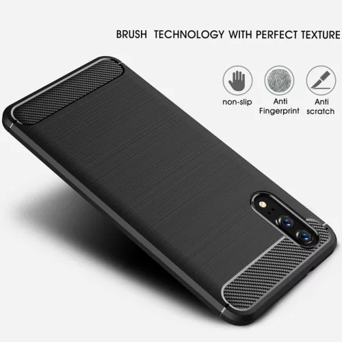 Techsuit - Carbon szilikon tok - Huawei P20 - Fekete