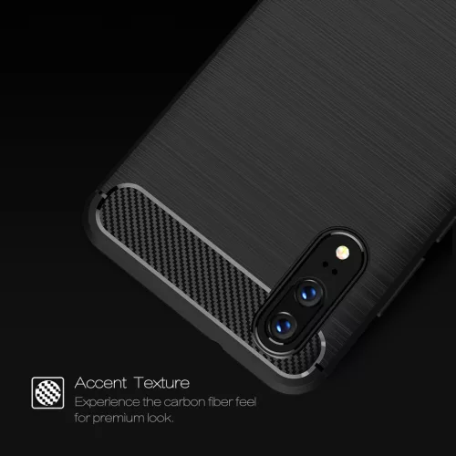 Techsuit - Carbon szilikon tok - Huawei P20 - Fekete