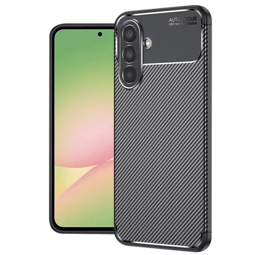 Techsuit - CarbonFiber szilikon tok - Samsung Galaxy A56 5G - Fekete