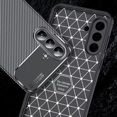 Techsuit - CarbonFiber szilikon tok - Samsung Galaxy A56 5G - Fekete