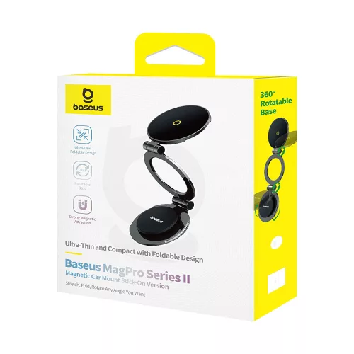 Baseus - Autós tartó MagPro Series II (C40172900121-00) - Műszerfalra, Mágneses Car Mount, 360°, Összehajtható - Cosmic Black