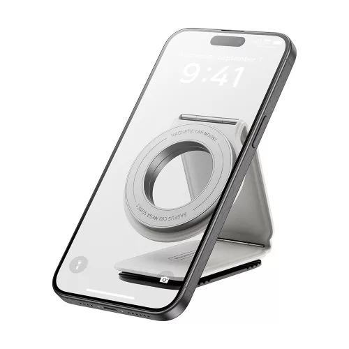 Baseus - Autós tartó PrimeTrip Series C02 (C40169002213-00) - PU Leather, 360°, 25N, Versatile Mounting Option - Moon White