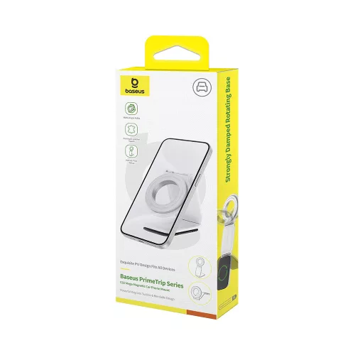 Baseus - Autós tartó PrimeTrip Series C02 (C40169002213-00) - PU Leather, 360°, 25N, Versatile Mounting Option - Moon White