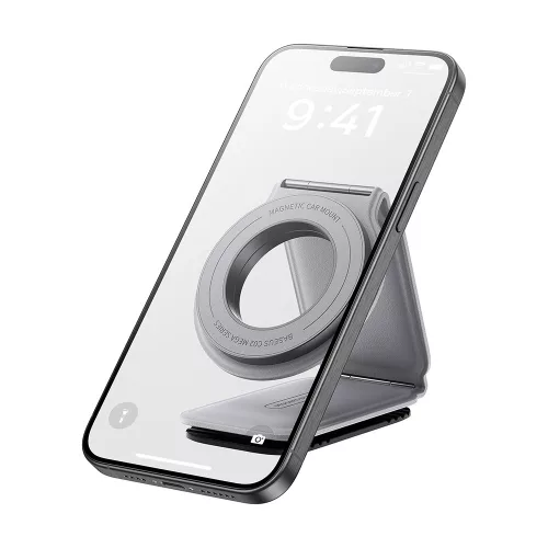 Baseus - Autós tartó PrimeTrip Series C02 (C40169002833-00) - PU Leather, 360°, 25N, Versatile Mounting Option - Frosted Grey