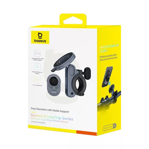 Baseus - Biciklis tartó PrimeTrip Series (C40569001121-00) - 2in1, Bike Mount, Ring Stand, Patented Snap-On - Cosmic Black