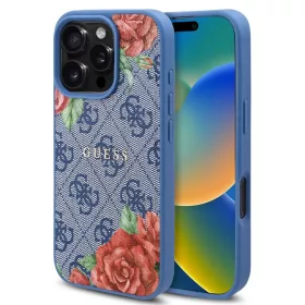   Guess - Hardcase 4G Flower Print MagSafe (GUHMP16LP4ROPEMCB) - iPhone 16 Pro - Blue