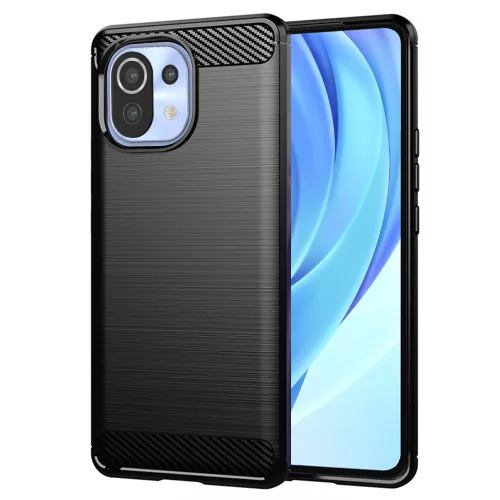 Techsuit - Carbon szilikon tok - Xiaomi Mi 11 Lite 4G / Mi 11 Lite 5G / 11 Lite 5G NE - Fekete