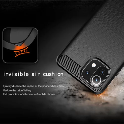 Techsuit - Carbon szilikon tok - Xiaomi Mi 11 Lite 4G / Mi 11 Lite 5G / 11 Lite 5G NE - Fekete