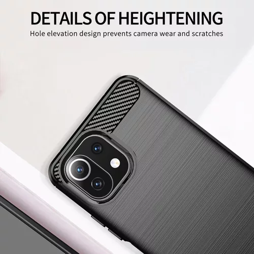 Techsuit - Carbon szilikon tok - Xiaomi Mi 11 Lite 4G / Mi 11 Lite 5G / 11 Lite 5G NE - Fekete