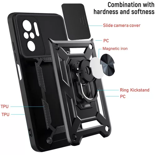 Techsuit - CamShield ütésálló tok - Xiaomi Redmi Note 10 Pro / Note 10 Pro Max - Fekete