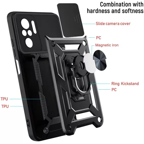 Techsuit - CamShield ütésálló tok - Xiaomi Redmi Note 10 4G / Note 10S / Poco M5s - Fekete