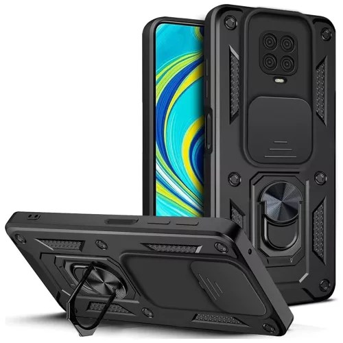 Techsuit - CamShield ütésálló tok - Xiaomi Redmi Note 9S / Note 9 Pro / Note 9 Pro Max - Fekete