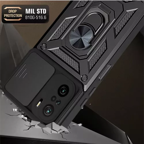Techsuit - CamShield ütésálló tok - Xiaomi Mi 11i / Poco F3 - Fekete